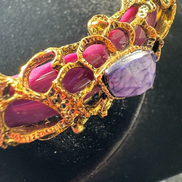 Womens Multicolor Amethyst Stone Round Shape Traditional Bangle - Picture 10 of 12